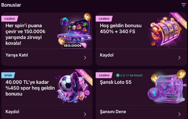 Lüks Casino hoş geldin bonusu banner ekranı
