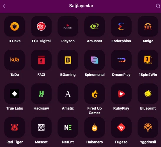 Lüks Casino oyun sağlayıcıları vitrin ekranı