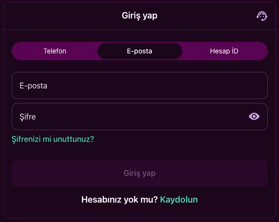Lüks Casino hesap girişi ekranı